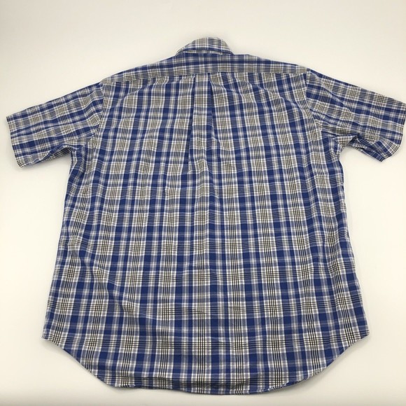 Ralph Lauren Golf Button Front Shirt Blake Large Blue White Plaid Short Sleeves - Picture 3 of 11